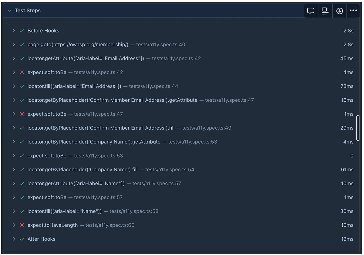 Unpacking test.step() Function